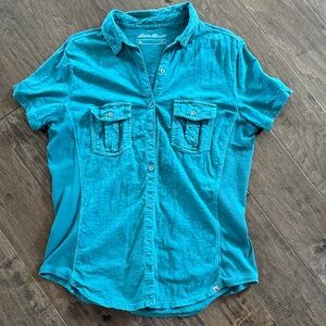 Eddie Bauer Turquoise Button Down Shirt